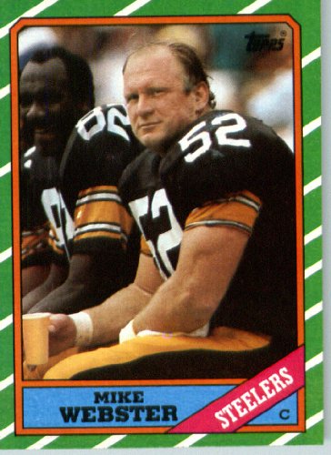 1986 Topps # 286 Mike Webster Pittsburgh Steelers Football Card- Near Mint to Mint Condition - In Protective Screwdown Display Case!