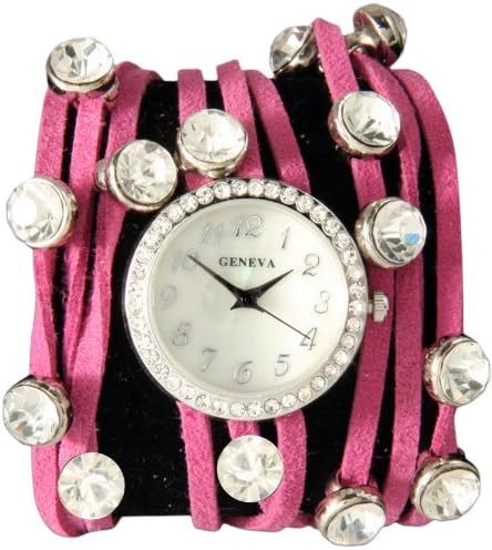Spaghetti Strand Designer Inspired Geneva Wrap Watch-Pink!