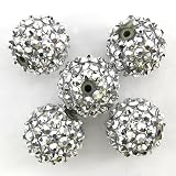 5 18mm silver resin acrylic rhinestone round bead finding