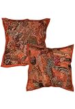2p Hand Embroidery Indian Cushion Cover Pillow Antique