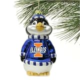 Illinois Fighting Illini Blown Glass Penguin Ornament