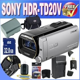 Sony HDR-TD20V High Definition Handycam 20.4 MP 3D Camcorder with 10x Optical Zoom and 64 GB Embedded Memory + Extended Life Battery + Ac/Dc Rapid Charger + 32GB SDHC Class 10 Memory Card + USB Card Reader + Memory Card Wallet + Deluxe Case w/Strap + Mini HDMI to HDMI Cable + Accessory Saver Bundle!