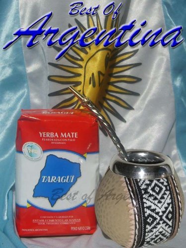 ARGENTINA MATE KIT: Natural gourd covered by 100% genuine