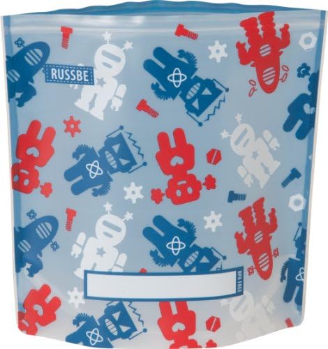 Russbe by Genmert 4-Pack Reusable Snack and Sandwich Bags, Kid Robot