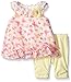 Nannette Little Girls Floral Chiffon Bubble Legging Set, Off White/Yellow, 24 Months