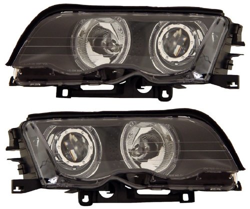 BMW 3 SERIES E46 99-01 4 DR PROJECTOR HEADLIGHT HALO BLACK CLEAR NEW