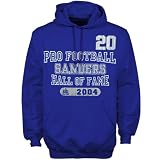 NFL Barry Sanders Detroit Lions #20 Royal Blue Hall of Fame Pullover Hoodie Sweatshirt (Small)