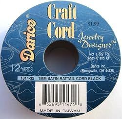 1mm Satin Rattail Cord, Black, 12 yd roll