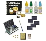 Complete Gold Testing Kit with 4 Bottles Test Acid 10k 14k 18k 22k, Stones, Eye Loupe, File, and FREE mini gold bars