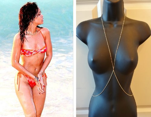 WIIPU Rihanna 14K Gold Plated Body Chain Necklace