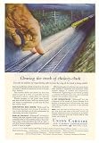 1952 Union Carbide Hand Railroad Track Ribbonrail Welding Print Ad