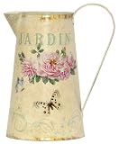 Jardin Tin Decoupage Tall Pitcher 6.25" x 10"H