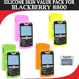 Silicone Skin 4 pc. Value Pack for your Blackberry 8800 (Yellow, Orange, Green, Light Pink) Bonus DBRoth Microfiber Cleaning Cloth Included