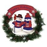 20" NHL Florida Panthers Snowman Couple Christmas Berries & Pine Cones Wreath