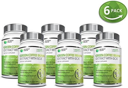 6 Bottle Bundle - Save an Extra 15% - 100% Pure Green Coffee Bean Extract with GCA®, 120 Veggie Caps - 1,600mg per day
