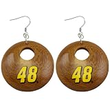 NASCAR Dayna Pro Jimmie Johnson Round Wooden Earrings