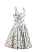 Ensnovo Womens Vintage 1950s Halter Floral Spring Garden Party Picnic Dress