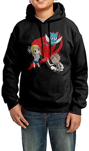 Kid's Funny Fairytail 100% Cotton Long Sleeve Hooded Sweatshirt Black US Size L