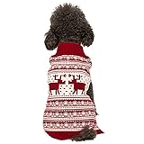 Blueberry Pet 12-Inch Back Length Vintage Reindeer Holiday Festive Dog Sweater