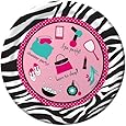 Creative Converting Pink Zebra Boutique Border Printed Round Dinner Plates, 8 Count