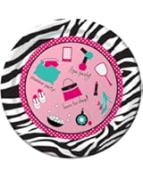Creative Converting Pink Zebra Boutique Border Printed Round Dinner Plates, 8 Count