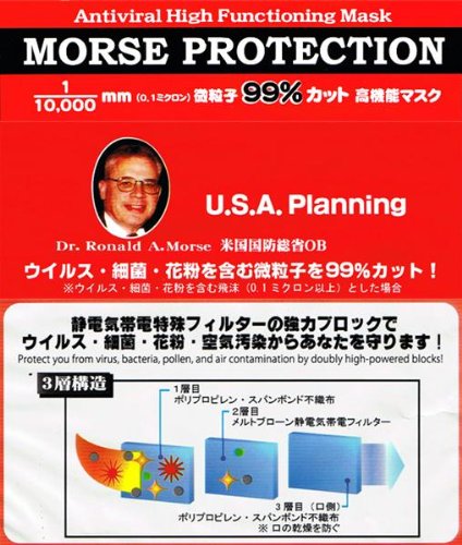 Cover image : ◆【豚インフルエンザ対策マスク】3層静電気吸着マスク/モースプロテクション Lサイズ大人用・箱入りタイプ(使い捨てタイプ50枚入)◆