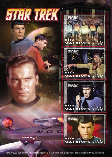 MaldivesKirk, Spock, McCoy, Uhura Collectible Postage Stamps Maldives 2972 Made for Star Trek
