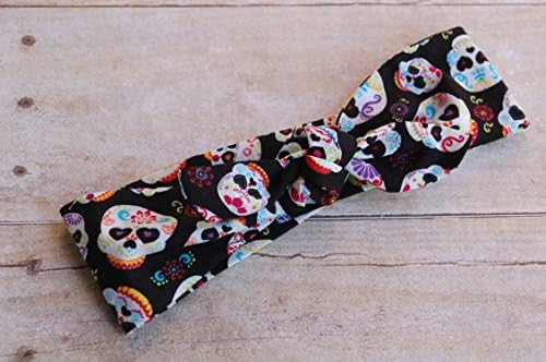 Sugar Skulls retro head wrap headband, retro headband, knot headband, baby gift, baby accessories, baby headband, girls headband, adult headband