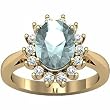 14K Yellow Gold Sky Blue Topaz and Diamond Ring