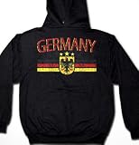 Germany Eagle Crest International Soccer Sweatshirt, German Soccer Mens Hoodie, Small, Black
