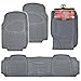 MotorTrend 100% Odorless Ridged Heavy Duty Rubber Floor Mats (Gray) - Semi Custom Fit