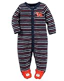 カーターズ（Carter's) 男の子用紺マルチボーダーパイル地ほほ笑みトラさんカバーオール (9months(67-72cm)) [並行輸入品]