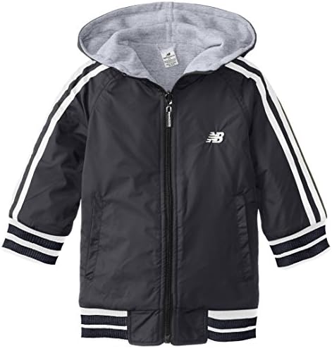 New Balance Little Boys' Fleece and Nylon Reversible Jacket with Hood, Heather Gray, 5/6