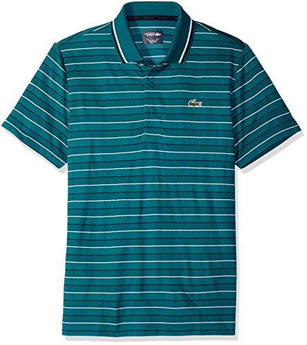 Lacoste Mens Sport Golf Short sleeve Ultra Dry Yarn Dyed Striped Polo Shirt