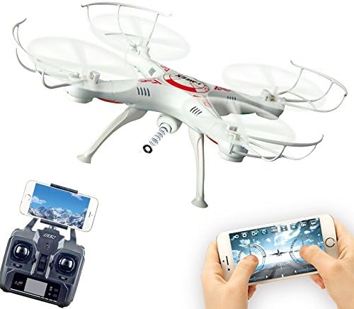BABADIO 2 Remote Control Mode 4 Channel 2.4G 6-Axis Gyro RC Headless Quadcopter X5SW-1 Drone with Wifi Camera (FPV) for Real Time Video Transmission - White