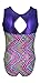 MadSportsStuff Girls Gymnastics Leotard - Tank with Keyhole (Dotted Chevron, Youth 10-12)
