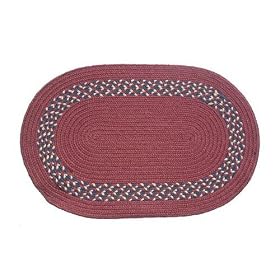 Oval Braided Rug (5'x8'): Burgundy,- Burgundy, Navy and Camel Band by Stroud Braided Rugs