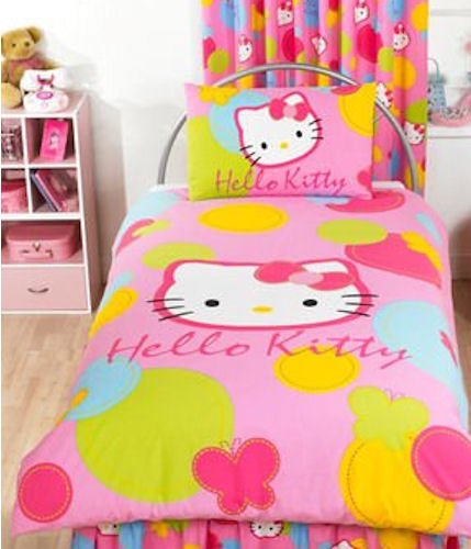 Hello Kitty Spots Pink Single Duvet Cover Poly cotton