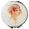 Lady Print Compact Mirror (Band with Feathers)