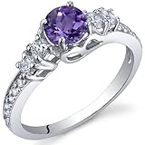 Enchanting 0.50 Carats Amethyst Ring in Sterling Silver Rhodium Finish Size 5 to 9