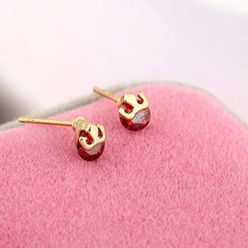 GoodShoop New Arrival Fashion Gold Plated Round Red Crystal Cute Crown Ball Small Stud 18K Gold Filled Earring CC CZ