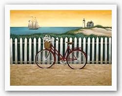 Cycle to the Beach by Lowell Herrero 16"x12" Art Print Poster