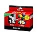 Lexmark 80D2979 14 / 15 Tintenpatrone schwarz und farbig Standardkapazit�t Schwarz: 175 Seiten, Farbe: 150 Seiten 2er-Pack