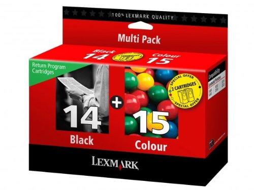 Lexmark No.14 and No.15 Twin Pack Return Program Ink Cartridges - Black and Color