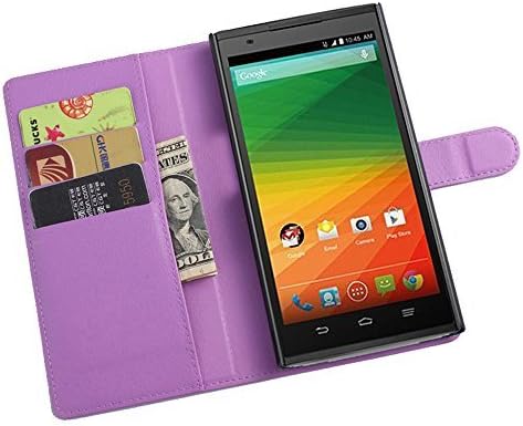 Deetech ZTE ZMAX Z970 Case PU Leather Wallet Case with Card Slots Cash Compartment for ZTE ZMAX Z970 (TMOBILE / METRO) (Purple)