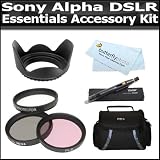Essentials Filter Accessory Kit For Sony A55, A33, A35 DSLR SLT A55, SLT A33 SLT-a35 SLTA35K A65 SLT-A65V Includes 55mm Lens Hood + 55mm 3pc High Resolution Filter Kit + Deluxe Carrying Case + Lens Pen Cleaning Kit + BP MicroFiber Cleaning Cloth