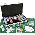eSecure - Professional 11.5g 300pcs Poker Set inc. Dice, Dealer Button, 2 Card Decks & Aluminium Carry Case + FREE Reversible Poker/Blackjack Mat
