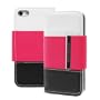 Fosmon CADDY Series Leather Folio Wallet Case Pouch Holster for Apple iPhone 5 - Tricolor (White/Pink/Black)