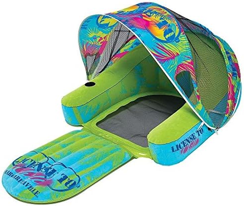 Swimming Floating Cabana Chair with Canopy Outdoor Pool Party Fun Lounger Chair