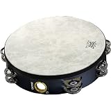 Remo Tambourine, Pretuned, 10 Diameter, 8 Pairs Jingles x 2 Rows, QUADURA Black